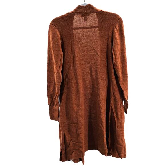 DENIM & CO Sz S copper open brown long sleeve open knit sweater cardigan NEW B29 - Picture 2 of 7